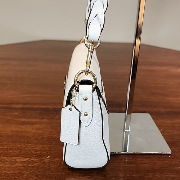 Coach Signature Canvas & White Leather Shoulder Bag – Gold Hardware.  Luxury - Picture 9 of 14